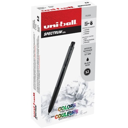Vertex 0.7 mm Spectrum Gel Pen, Black, 12PK VE3750363